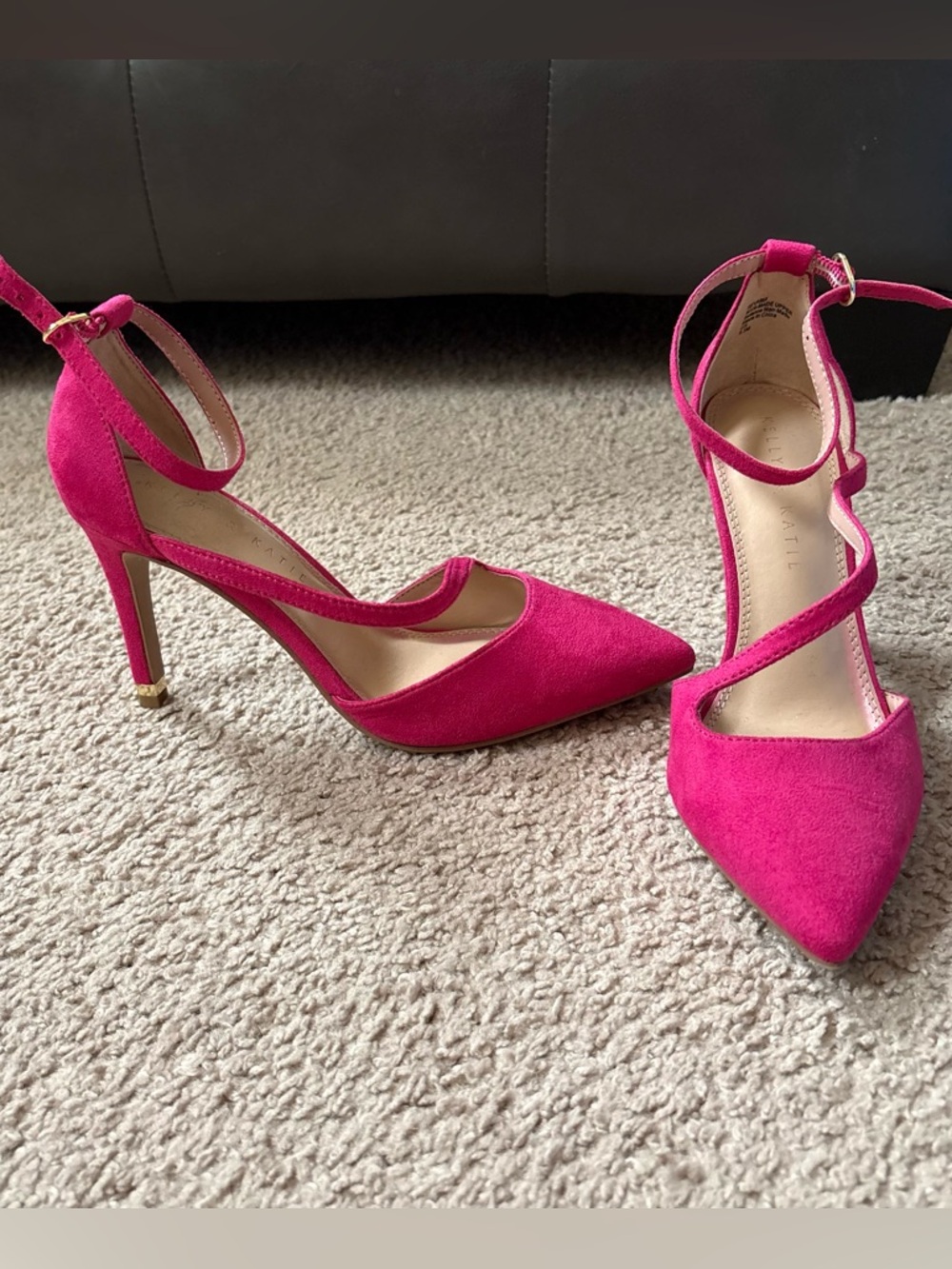 Kelly & Katie Fuchsia Pointed-Toe Ankle-Strap High Heels